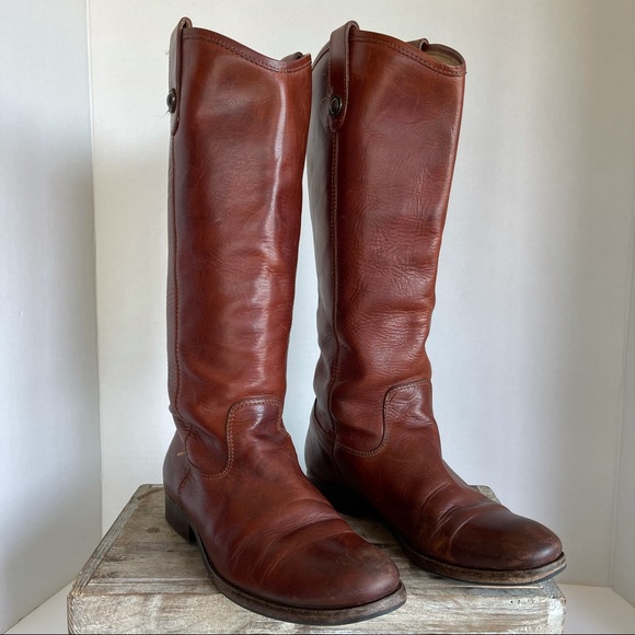 FRYE Cognac Melissa Button Boots/Booties - Picture 4 of 16